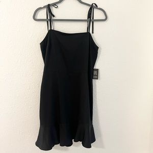 Express Tie Shoulder Ruffle Hem Fit & Flare Black Dress - M